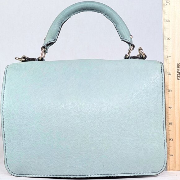 Kate Spade Bright Carlyle Light BlueLeather Turn Lock Flap Satchel Crossbody - Picture 2 of 9